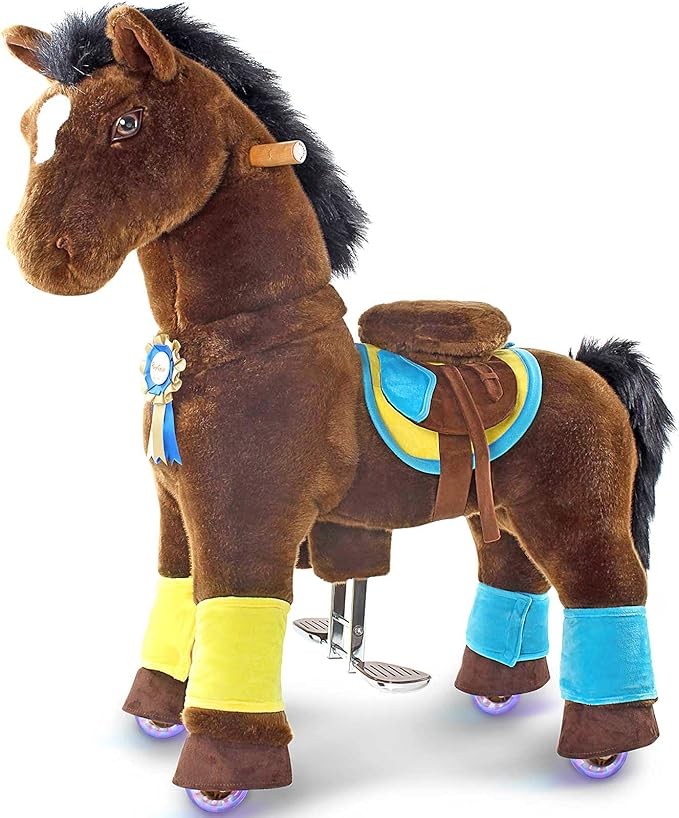PonyCycle Chính thức Cưỡi ngựa Không dùng pin Không có điện Cơ khí Sôcôla Màu nâu Ham chơi Pony Đồ chơi sang trọng Động vật đi bộ dành cho lứa tuổi 4-9 tuổi Kích thước trung bình - K45