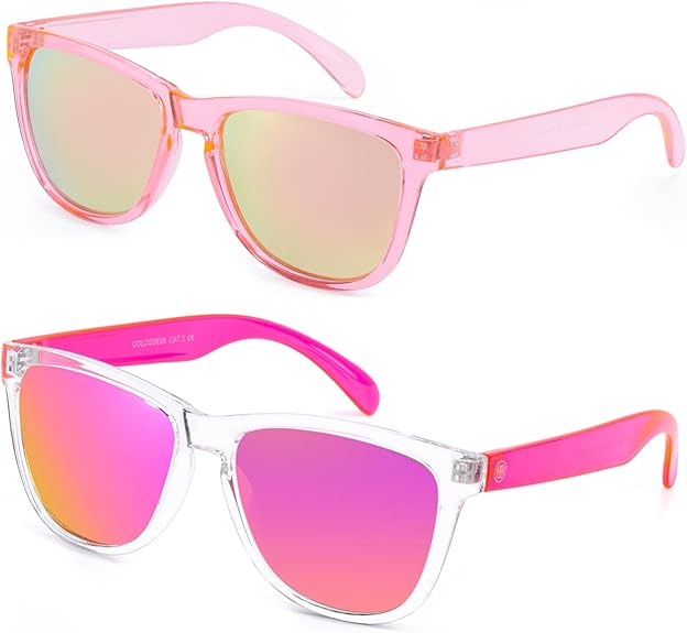 COLOSSEIN Sunglasses Womens,Classic Square Frame UV400 Mirrored Lens,Sunglasses Fit For Beach,Vacation,Driving