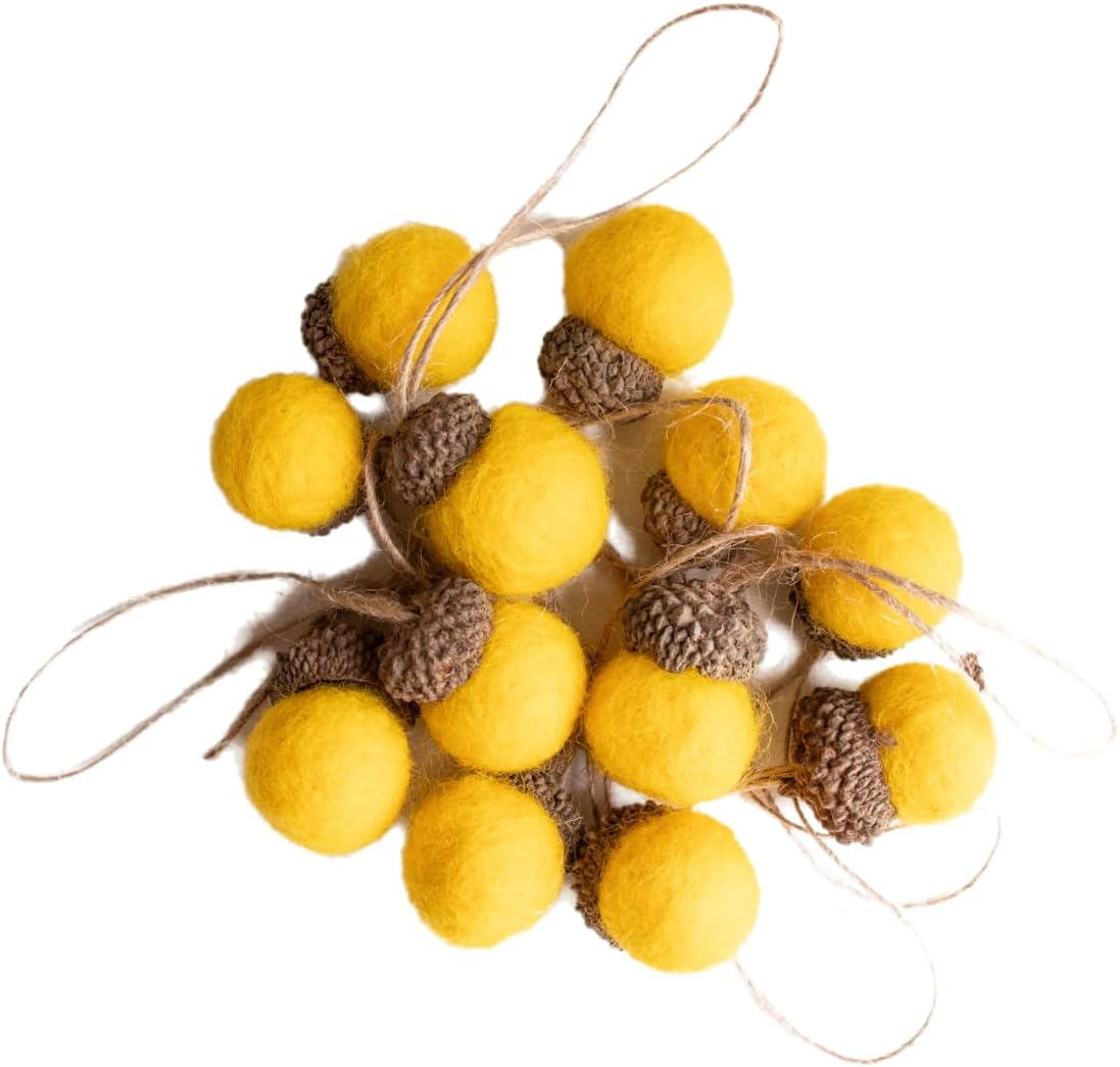 Gói 12 Mặt dây chuyền hình quả sồi theo phong cách Scandi làm bằng nỉ, đồ trang trí mùa thu thủ công Mặt dây chuyền bằng nỉ hình quả sồi Đồ trang trí Giáng sinh thu nhỏ Đồ trang trí cây thông Noel Đồ trang trí mùa đông