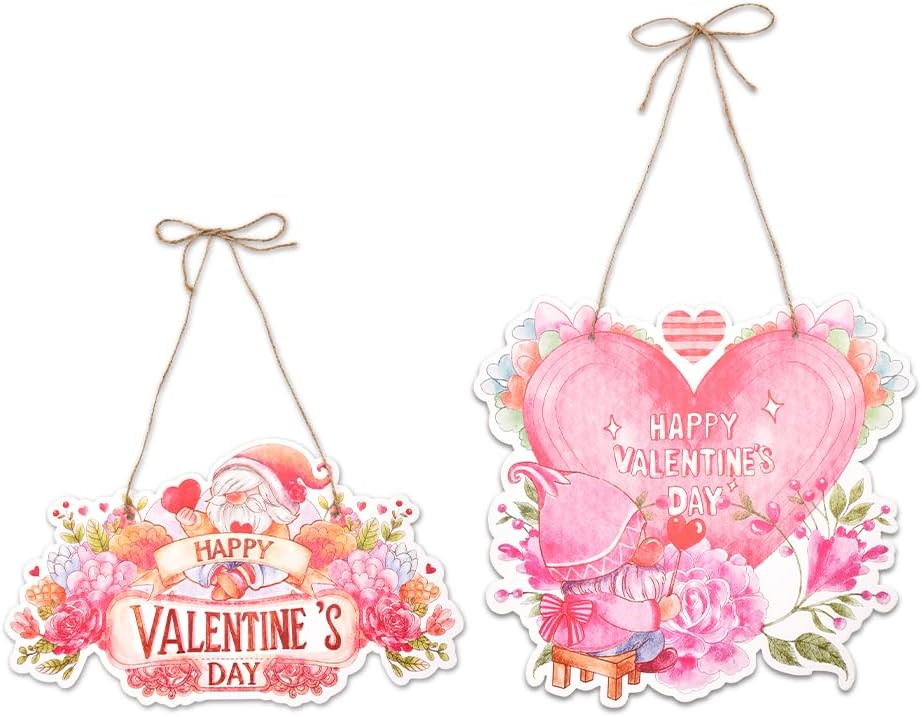 Biển báo ngày lễ tình nhân cho cửa tường Trang trí ngày lễ tình nhân cho bữa tiệc Trang trí nhà Giấy Vòng hoa ngày lễ tình nhân Trái tim treo biển báo cửa trong nhà 2 chiếc