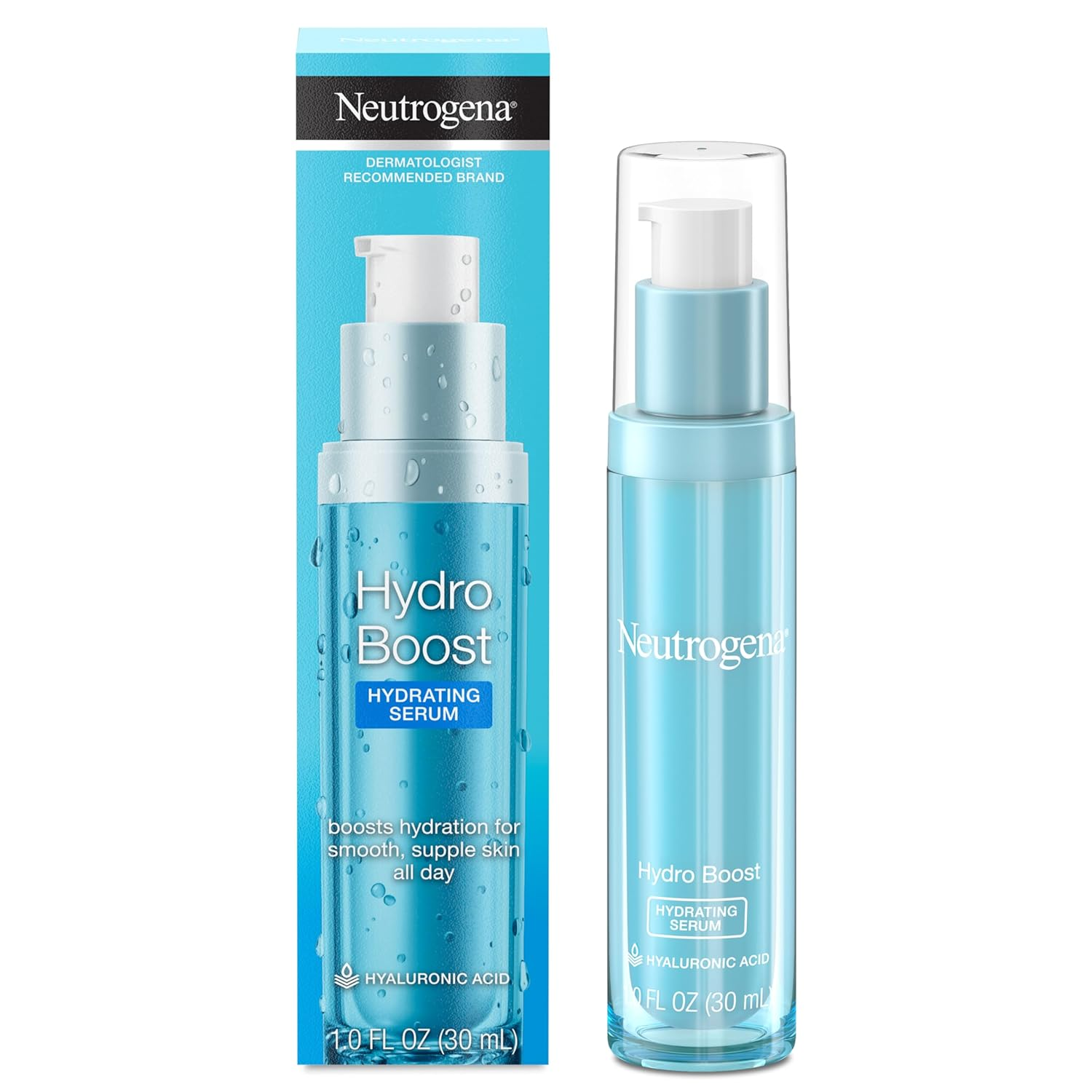 Huyết thanh dưỡng ẩm Neutrogena Hydro Boost Hydrating Hyaluronic Acid cho mặt và cổ, huyết thanh dưỡng ẩm hàng ngày thẩm thấu nhanh, làm dịu da khô, cho làn da ẩm mượt, rạng rỡ, không chứa dầu, không 