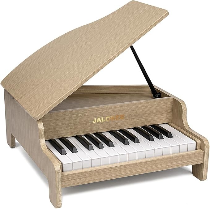 Bàn phím đàn piano cho trẻ em, Đàn piano lớn 25 phím cho trẻ em, Đồ chơi nhạc cụ giáo dục mini, Có thể điều chỉnh âm lượng, Đàn piano gỗ cho trẻ mới biết đi Bé gái (Sồi)