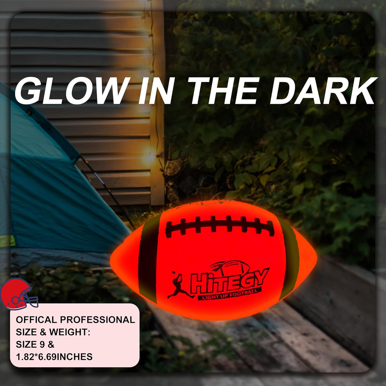 Rechargeable Glow in The Dark Football - USB Charging, Official Size 6, Light Up with Every Catch and Throw, Includes Pump & Charging Cable - Rechargeable Light Up Football