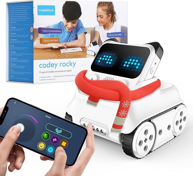 Makeblock Codey Rocky Interactive Emo Robot, Viết mã cho trẻ em 8-12, Đồ chơi STEM hỗ trợ lập trình Python, Quà tặng robot thông minh cho trẻ em từ 6 tuổi trở lên