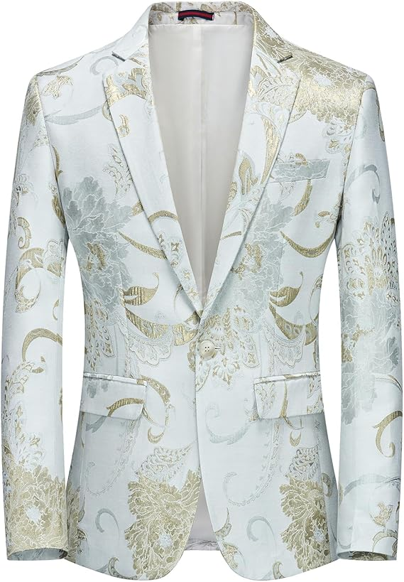 Áo khoác Rogers & Morris Blazer dành cho nam thường ngày ôm vừa vặn Áo khoác vest dự tiệc họa tiết hoa Áo khoác thể thao nam Chaqueta de Traje para Hombre