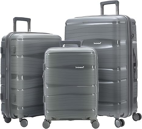 Bộ 3 Hành Lý Vỏ Cứng, Bộ Vali Nhẹ Có Thể Mở Rộng Có Bánh Xe Xoay 360° & Khóa TSA (20/25/29 inch, Màu xám)