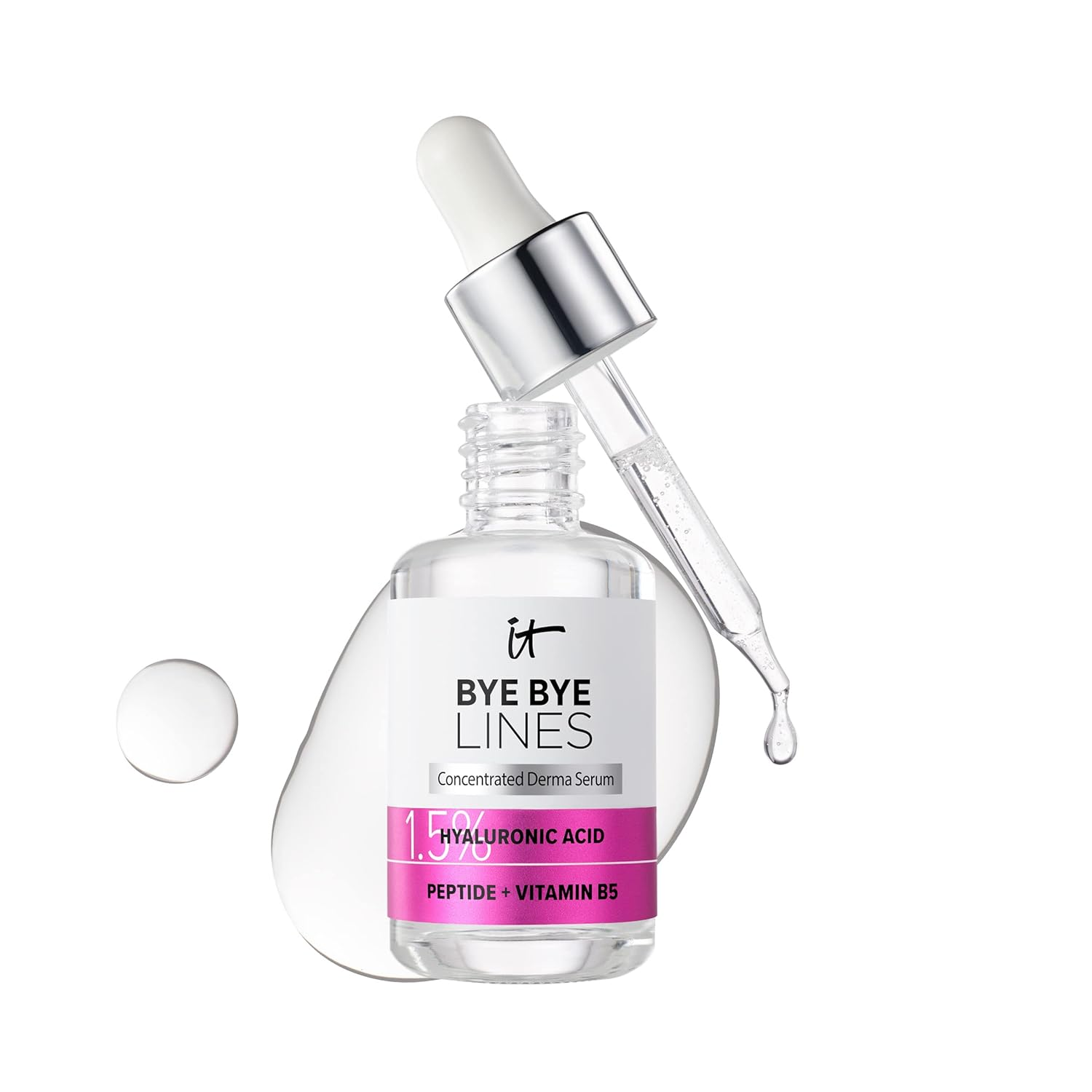 Huyết thanh axit hyaluronic IT Cosmetics làm đầy đặn da rõ rệt và làm mờ nếp nhăn trong 2 tuần - Với peptide + vitamin B5 - Công thức thuần chay - 1 fl oz