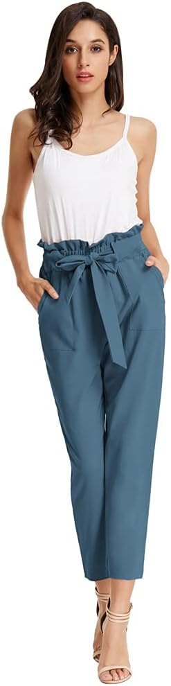 Visit the GRACE KARIN Store GRACE KARIN Women's Paper Bag Waist Pants Slim Fit Casual Office Pencil Pants