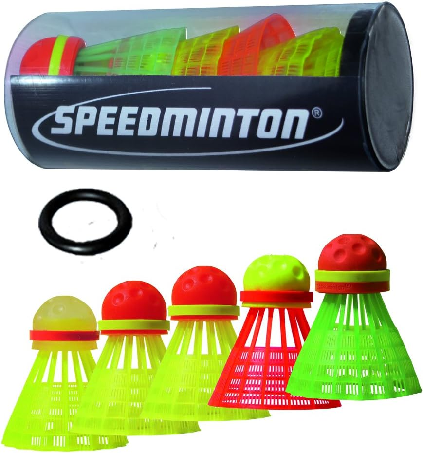 Speedminton Mix 5pk Speeder Tube - bao gồm 5 loại Birdie khác nhau dành cho Cầu lông tốc độ/Crossminton dành cho Trò chơi ngoài trời (SM03-100-5)