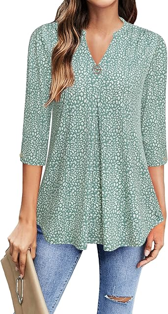 Sleeve Shirts V Neck Blouses Dressy Casual Tunic