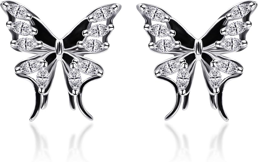 Hoa tai kim cương hình bướm dành cho nữ, 3,15 carat DF màu VVS độ trong suốt Hoa tai Moissanite nhân tạo trong phòng thí nghiệm, Hoa tai đinh tán bạc Sterling mạ vàng 18K