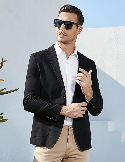 Áo khoác Blazer vải lanh thể thao TURETRENDY dành cho nam, áo khoác nhẹ hai nút, bộ đồ công sở hàng ngày