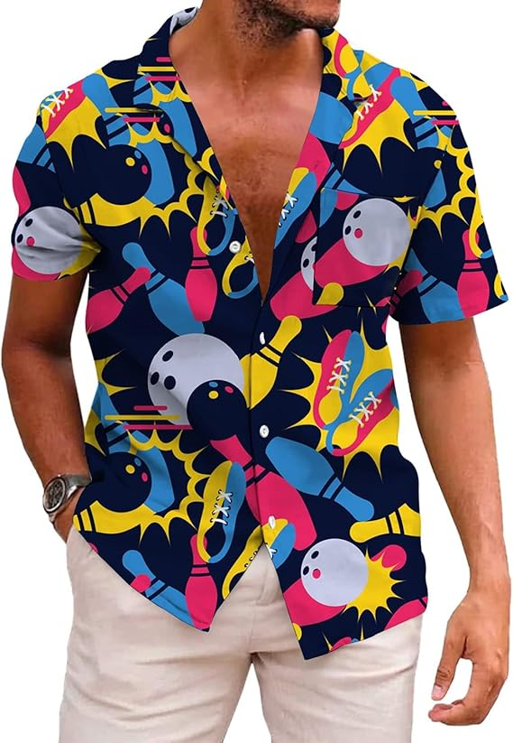 KYKU Funky Hawaiian Shirt for Men Palm Beach Shirts Tropical Vacation Clothes