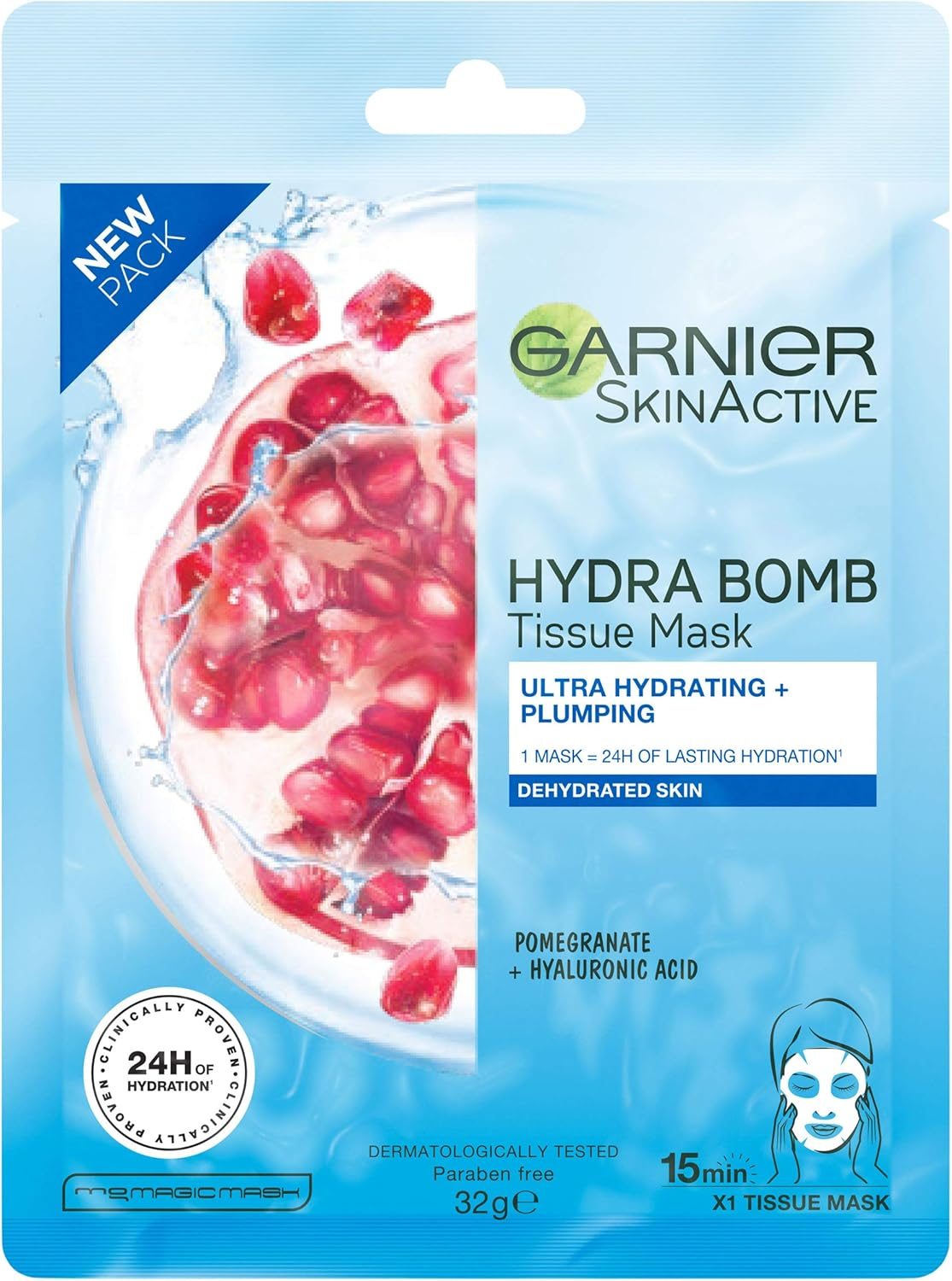 Mặt nạ giấy Garnier SkinActive Hydra Bomb Tissue Face Mask, quả lựu