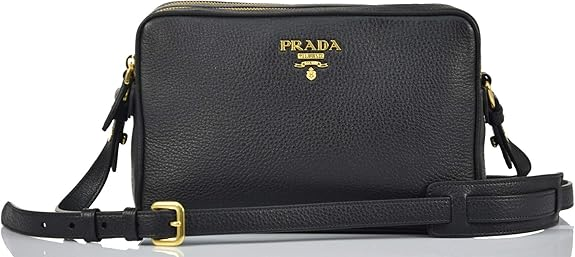 Túi đeo chéo da Prada Bandoliera Vitello Phenix màu đen cho nữ