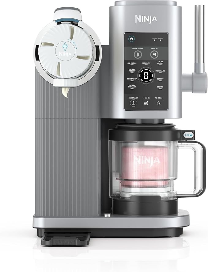 Ninja Swirl của Máy làm kem và phục vụ mềm CREAMi, Sorbet, Sữa lắc, Sữa chua đông lạnh, Chương trình ít calo và hơn thế nữa, 13 trong 1, Tay cầm phục vụ mềm, (2) CREAMi Swirl 16oz Pints, Dành cho trẻ 