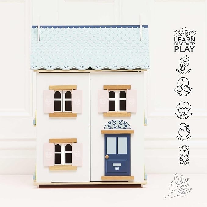 Lê Đồ Chơi Vân – Nhà Búp Bê Gỗ Blue Belle | Bộ đồ chơi nhà búp bê bằng gỗ 3 tầng bé gái & bé trai - Phù hợp cho lứa tuổi 3+