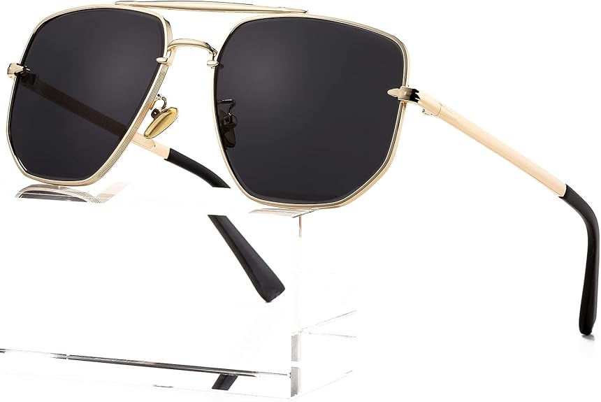 Kính mát phi công vuông AIEYEZO cho nam nữ thời trang cổ điển Tròng kính cắt kim cương Kính mát phi công quân đội cổ điển Gradient