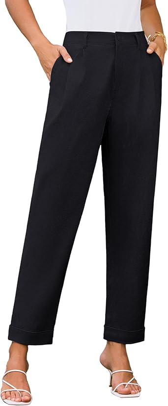 GRACE KARIN Women High Waisted Business Casual Pants Dressy Cuffed Work Office Trouser Slacks with Pockets