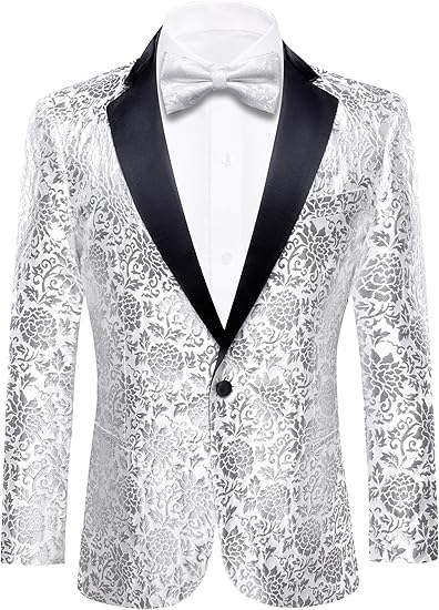 Áo khoác Barry.Wang Blazer dành cho nam Paisley Sport Coat Áo khoác vest nhẹ Tuxedo thường Hoa Mardi Gras Carnival Quà tặng