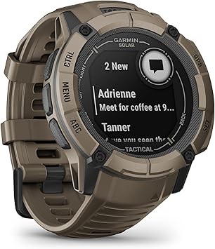 Garmin Instinct 2X Solar - Phiên bản chiến thuật, Đồng hồ thông minh GPS chắc chắn, Đèn pin tích hợp, Máy tính đạn đạo, Khả năng sạc năng lượng mặt trời, Coyote Tan