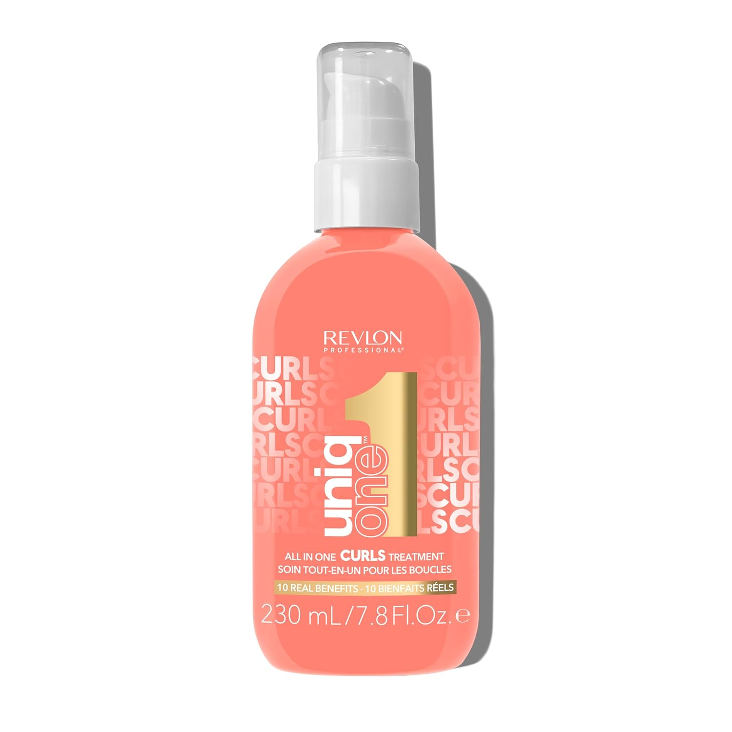 Revlon Professional UniqOne Curly Hair Leave-in Treatment – ​​Sản phẩm chăm sóc tóc đa tác dụng dành cho tóc xoăn, tóc gợn sóng và tóc xoăn cứng, 7,8 Fl Oz (Gói 1)