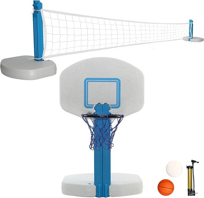 Bộ bóng rổ bên bể bơi 2 trong 1 của Blue Bay dành cho các trò chơi trong bể bơi Combo dành cho bể bơi.