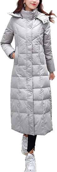 chouyatou Women's Winter Over Knee Removable Hooded Maxi Long Puffer Down Coat