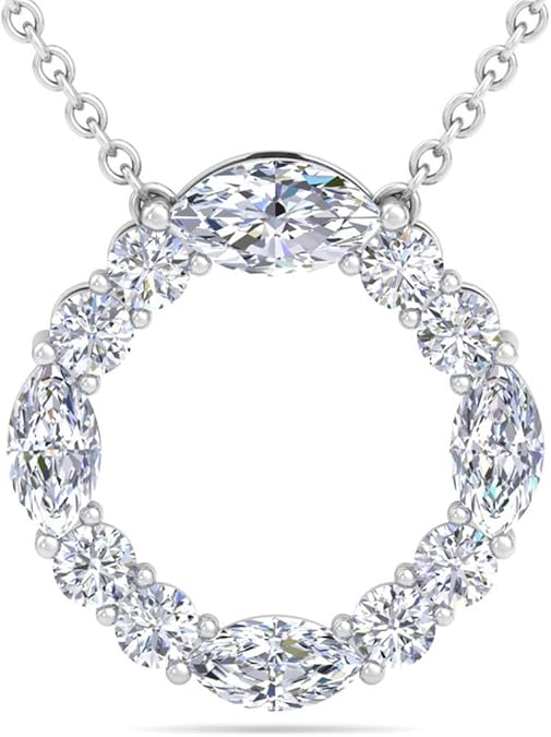 Dây chuyền kim cương nhân tạo Marquise và vòng tròn 4 carat của Martha Stewart bằng vàng 14 karat, dây chuyền kim cương nhân tạo dành cho phụ nữ