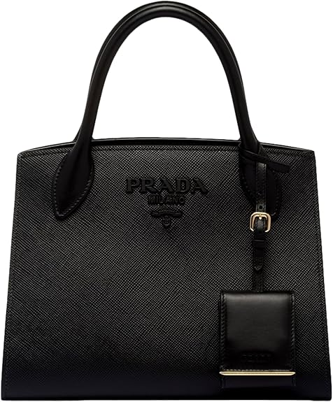 Prada Saffiano Leather Tote Bag, Top Handle, Crossbody, Black