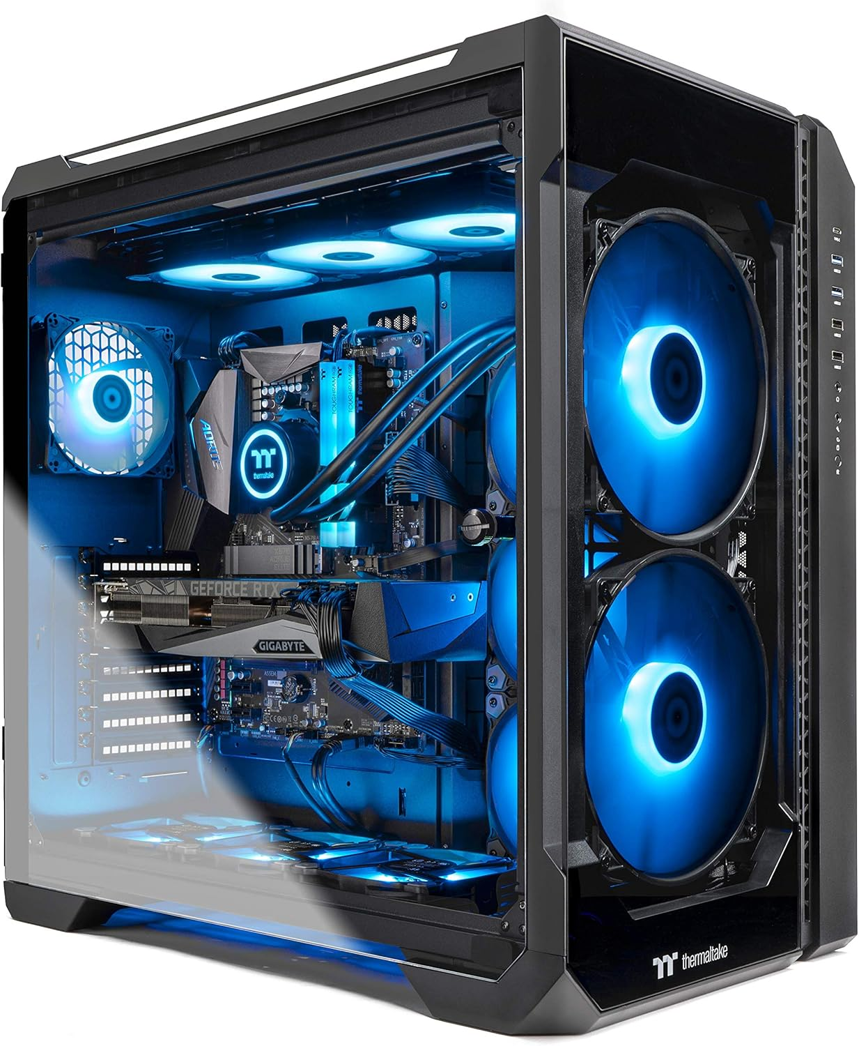 Máy tính chơi game AIO Thermaltake LCGS View 390 làm mát bằng chất lỏng (AMD Ryzen 7 5800X 8 nhân, Bộ nhớ ToughRam DDR4 3600Mhz 16GB RGB, NVIDIA GeForce RTX 3090, NVMe Gen4 M.2 1TB, Win 10 Home) V51B-