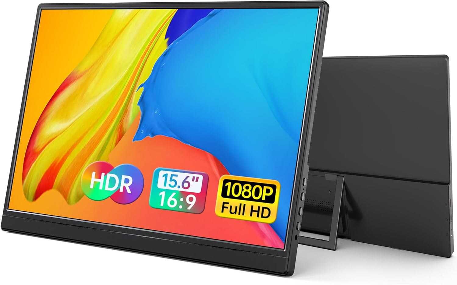 Màn hình di động Yxk 15,6 inch 1080P USB-C HDMI Màn hình du lịch siêu mỏng có chân đế, dành cho máy tính xách tay, PC, điện thoại Mac, PS, Xbox, Swich Màn hình chơi game siêu mỏng không viền IPS