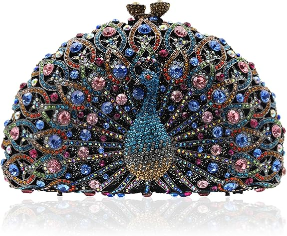 Túi cầm tay đính pha lê lấp lánh Peacock Luxury Rhinestone Evening Clutch Bag dành cho cô dâu dự tiệc cưới dành cho phụ nữ