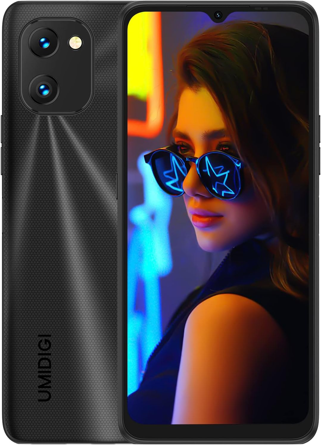 UMIDIGI Power 7S Cell Phone, 4GB+64GB 6150mAh Battery Unlocked Smartphone with 6.7" Full Screen + 16MP AI Triple Camera Android Smartphone,Black