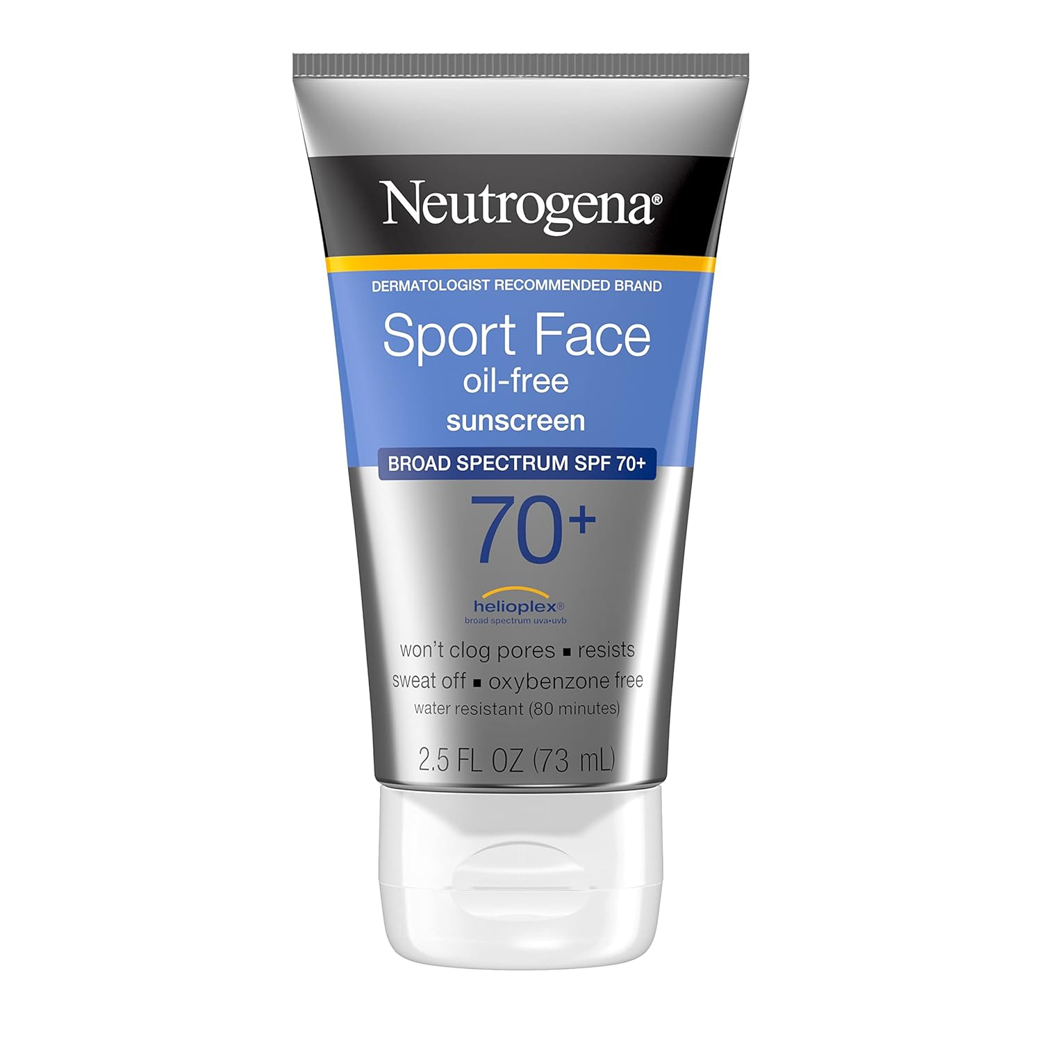 Kem chống nắng Neutrogena Sport Face, Kem chống nắng phổ rộng SPF 70+, Kem chống nắng chống nước cho mặt, Kem chống nắng không dầu chống mồ hôi, 2,5 FL OZ