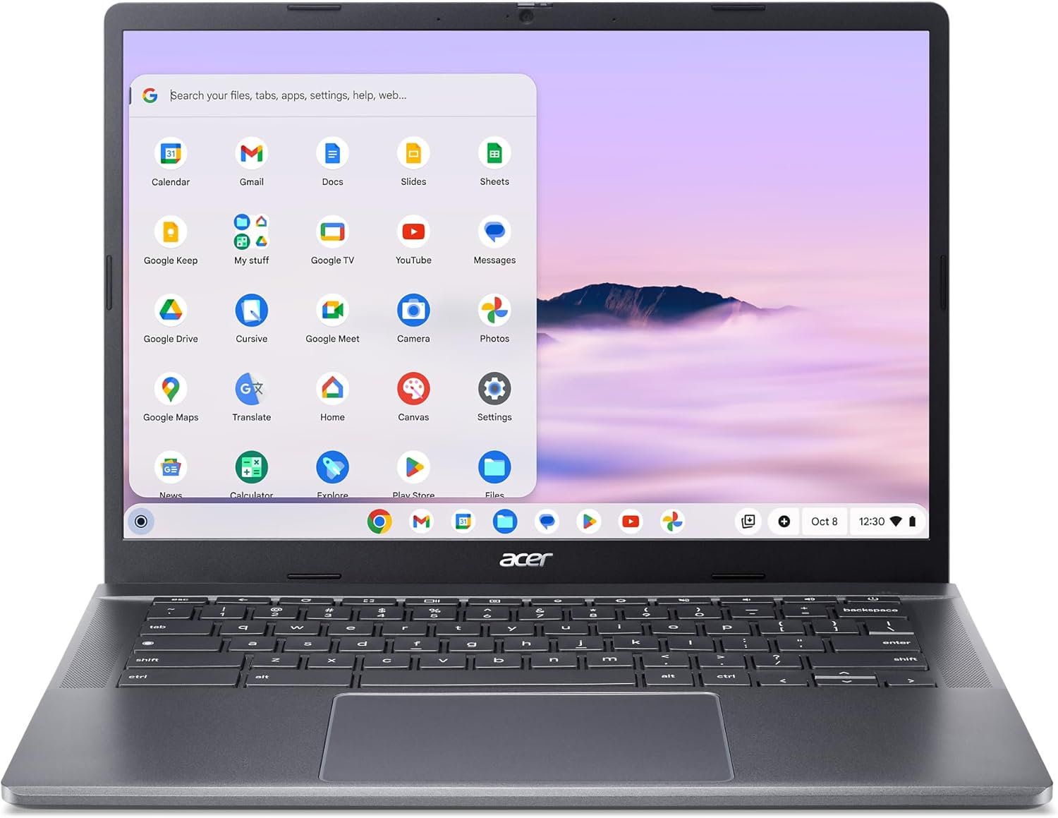 Máy tính xách tay Acer Chromebook Plus 514 với Google AI – Màn hình cảm ứng IPS 14" WUXGA 1920 x 1200 | AMD Ryzen 3 7320C | 8GB LPDDR5X | 128GB eMMC | Wi-Fi 6E | Camera FHD | Chrome OS | CB514-3HT-R8R