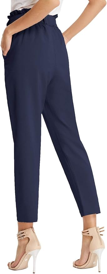 GRACE KARIN Women's Paper Bag Waist Pants Slim Fit Casual Office Pencil Pants