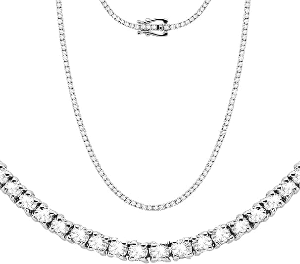 Dây chuyền Tennis kim cương tự nhiên 4,50 carat dành cho nam và nữ bằng vàng trắng 14K (Độ trong của kim cương_I2-I3 & Màu -IJ) Dây chuyền Riviera 16"-18" inch