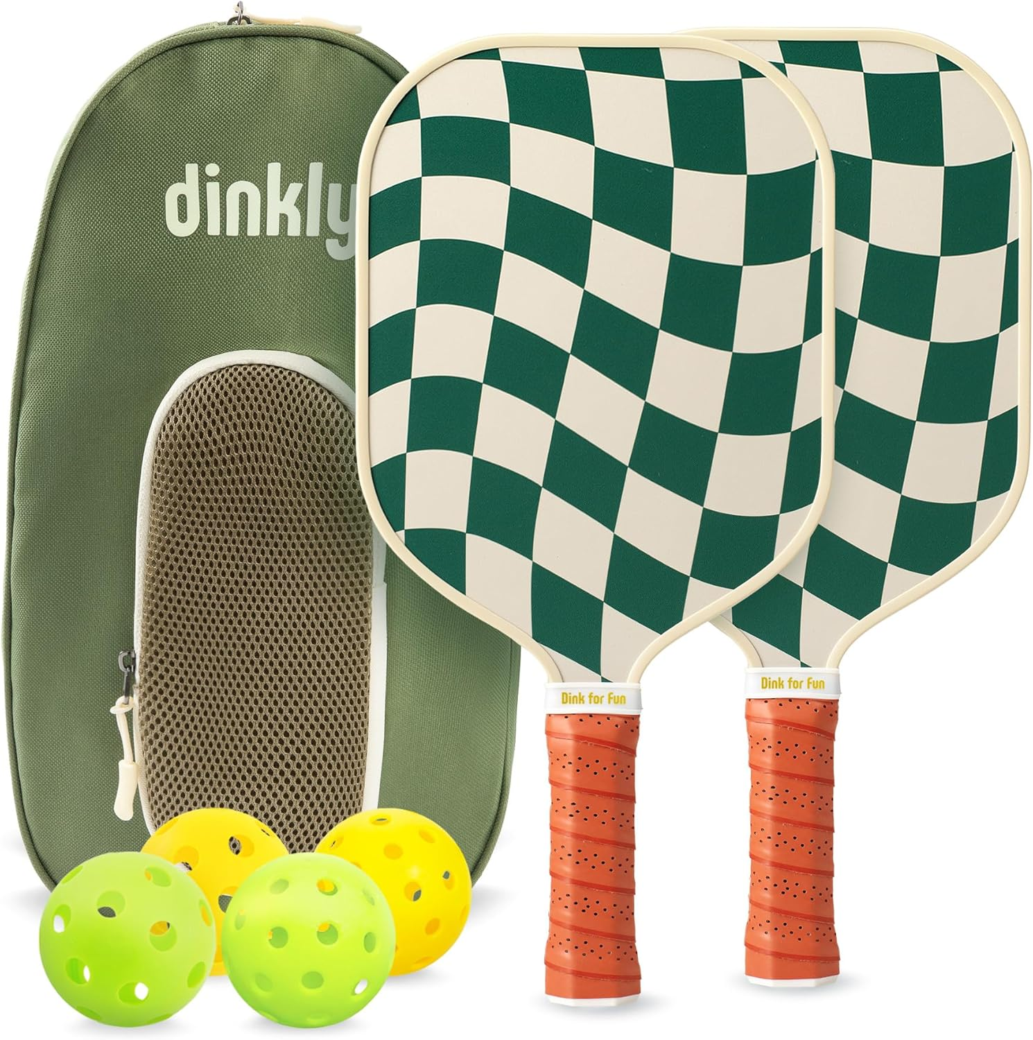 Bộ vợt Pickleball 2/4 - Vợt Pickleball bằng sợi thủy tinh/than chì được USAPA chấp thuận, 2 vợt Pickleball, 4 quả bóng và 1 túi đựng di động, Bộ bóng Pickleball thẩm mỹ dành cho nam nữ người mới bắt đ