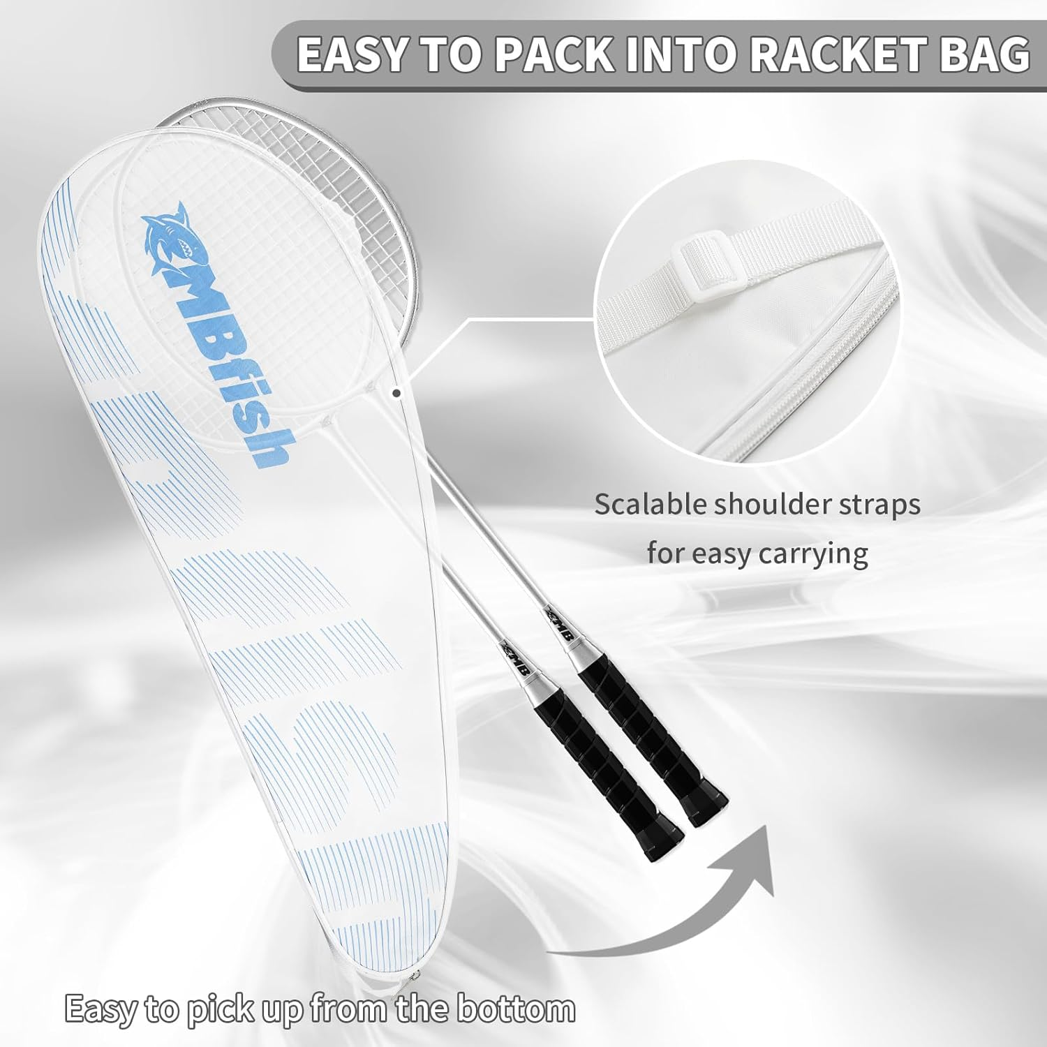 Badminton Racket Set with 2 Carbon Fiber Rackets, 3 Shuttlecocks, 2 Replacement Racket Grip Tapes and 1 Badminton Bag - Perfect for Beginners & Outdoor Games 4U