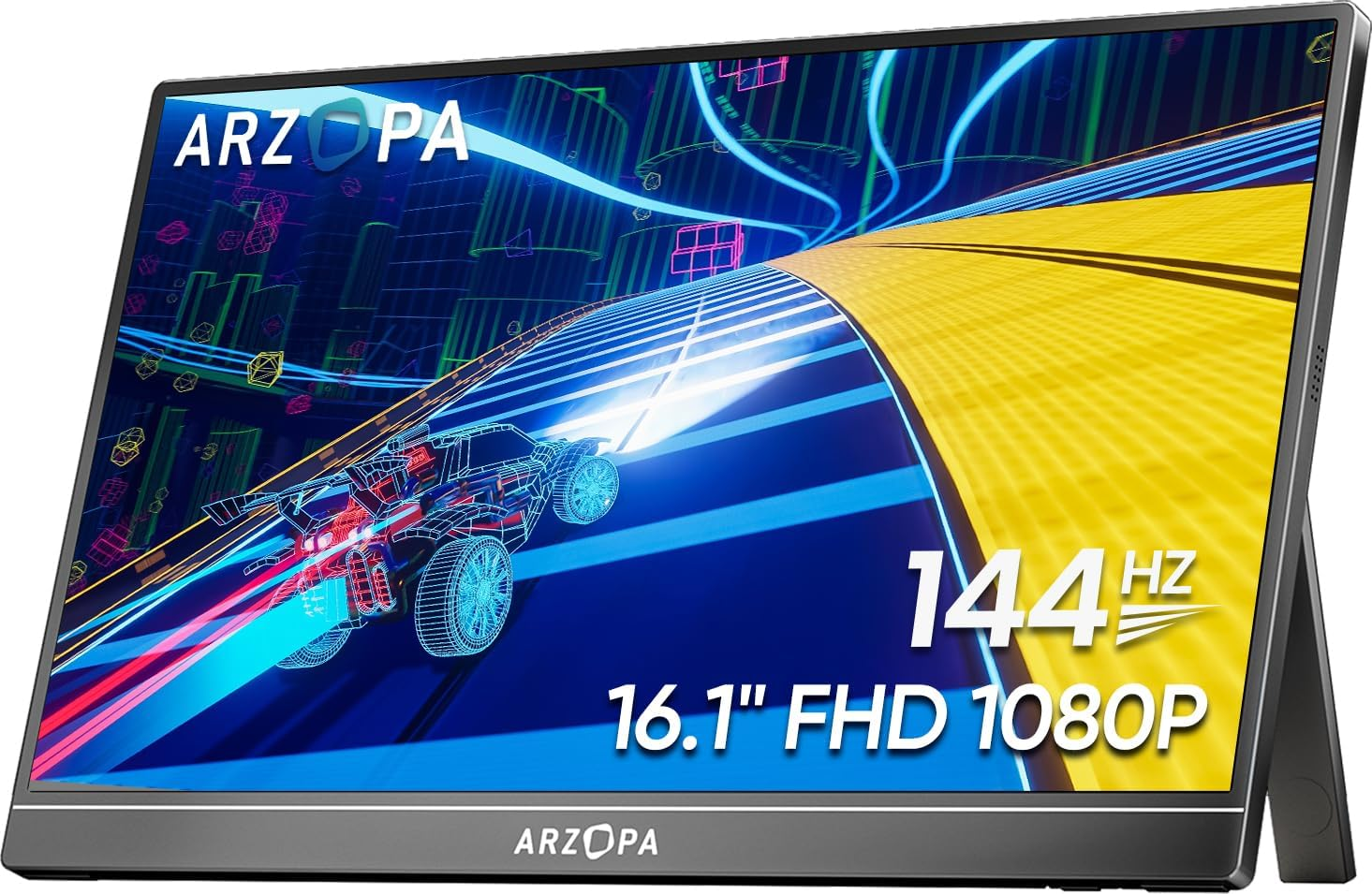 Màn hình chơi game di động ARZOPA 16,1'' 144Hz, 106% sRGB 1080P FHD Màn hình di động có chân đế với HDR, siêu mỏng, bảo vệ mắt, màn hình thứ hai bên ngoài cho máy tính xách tay, PC, PS5, Mac, Xbox-Z1FC