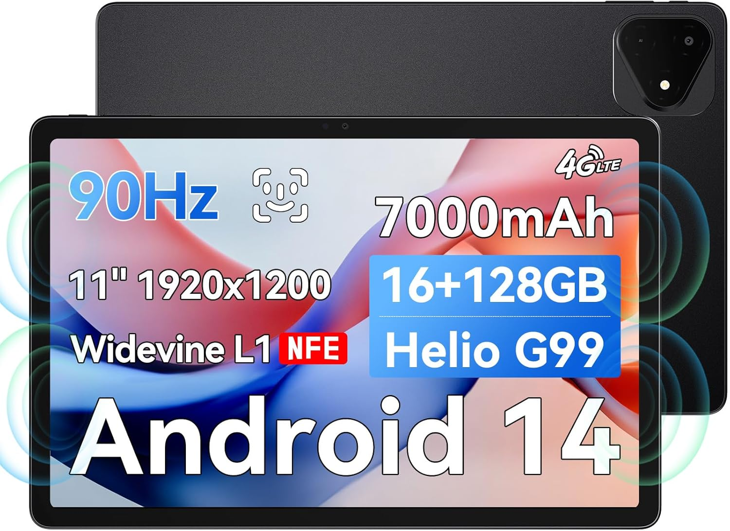 ALLDOCUBE iPlay 60 Pro 11 inch Tablet, 90Hz Reflex 1920x1200 FHD Android 14 Tablet, 16GB(6+10)RAM+128GB+1.5TB Expand, MediaTek Helio G99 Octa-core, Widevine L1, 7000mAh, Quad Speaker, 4G/Wifi5, PD 18W