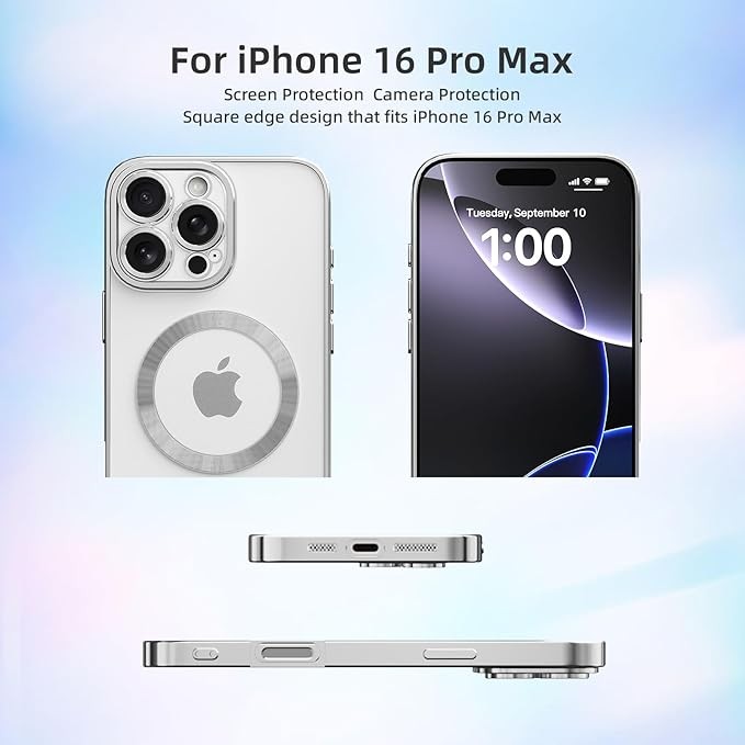 Được thiết kế cho ốp lưng iPhone 16 pro magsafe, Bộ bảo vệ camera tích hợp, Ốp điện thoại trong suốt từ tính, Hỗ trợ tất cả các phụ kiện Magsafe, Bảo vệ chống sốc cấp độ quân sự
