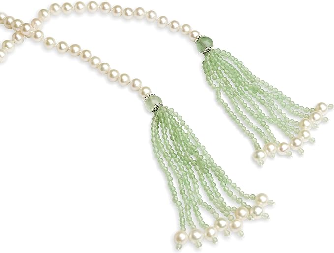 Dây chuyền HinsonGayle AAA 7-7,5mm ngọc trai nuôi nước ngọt có tua rua Lariat Sautoir 44 inch