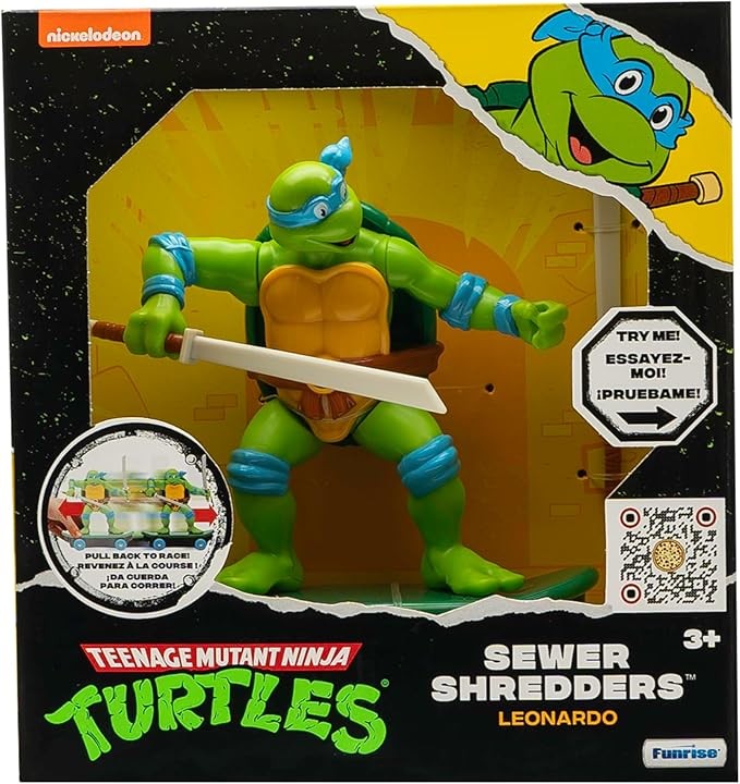 Teenage Mutant Ninja Turtles 5" Máy hủy tài liệu cống rãnh Phiên bản cổ điển Leonardo dành cho trẻ từ 3 tuổi trở lên - Trận chiến & Cắt nhỏ với Katana đặc trưng!