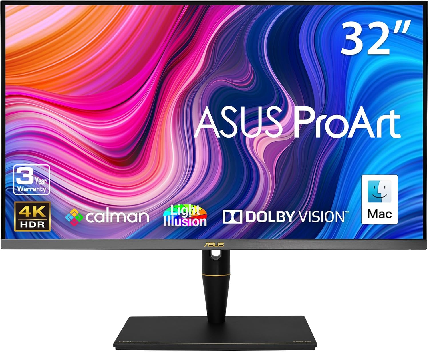 ASUS ProArt Display PA32UCX-PK 32” 4K HDR PC Monitor, 99% DCI-P3 99.5% Adobe RGB, DeltaE<1, 10-bit, IPS, Thunderbolt 3 USB-C HDMI, 1200nits, w/X-rite Calibrator, Compatible with Laptop & Mac Monitor