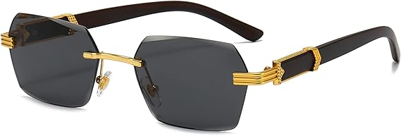 Kính mát AIEYEZO Retro không gọng hình chữ nhật Unisex Vintage không gọng kính râm thời trang hình vuông màu