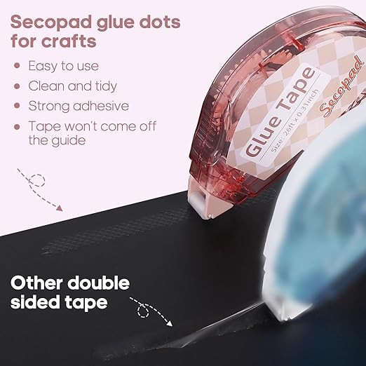 Băng dính sổ lưu niệm, Con lăn băng keo hai mặt 4 gói dùng cho đồ thủ công, Keo dán Á hậu Đồ dùng làm sổ lưu niệm Nhật ký đồ dùng văn phòng trường học cho trẻ em và người lớn, 0,3IN x 26FT