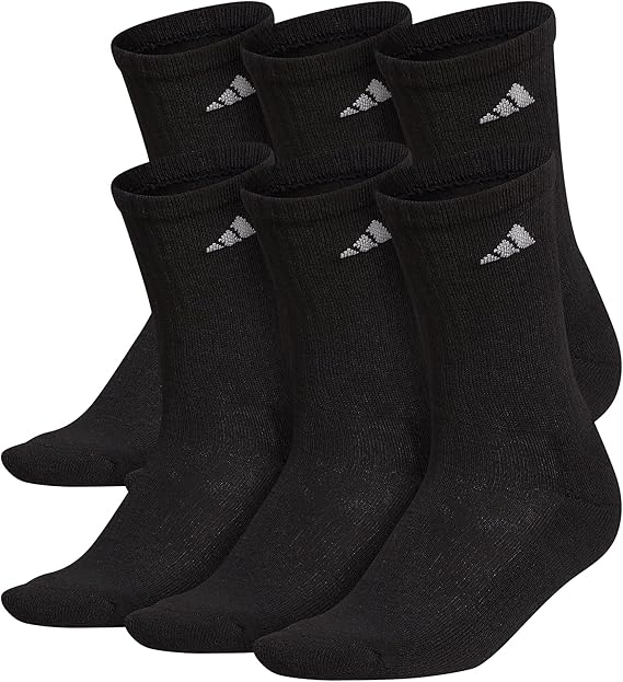 adidas Women's Athletic Cushioned 6-Pack Crew, Arch Support Socks for men