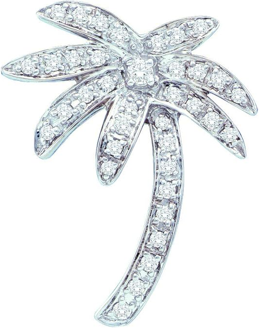 Dây chuyền mặt kim cương hình cây cọ bãi biển bằng vàng trắng 14K 1/4 Ctw.